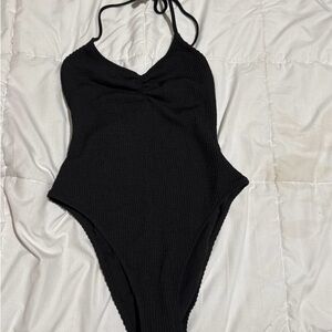 AERIE one piece ruched halter bathing suit suit